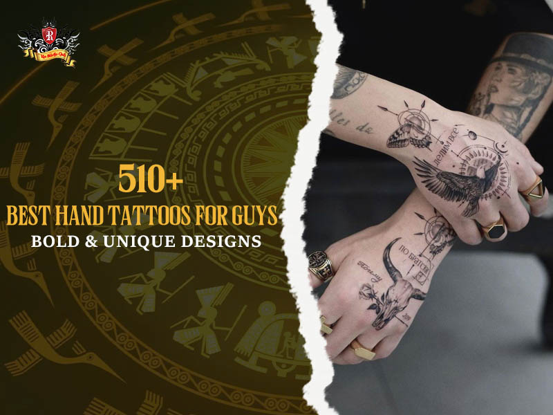 A sharp close-up of a masculine design showcasing the best hand tattoos for guys at Rio Tattoo Studio.