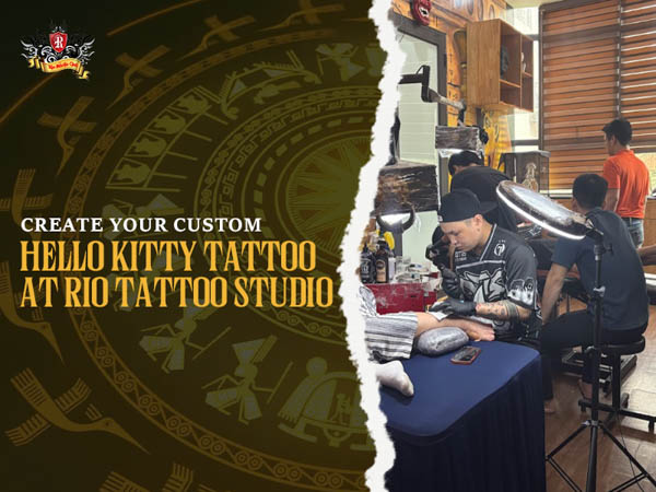 Famous Rio Tattoo Studio artists working in a luxury studio, the pinnacle of art for your hello kitty tattoo.