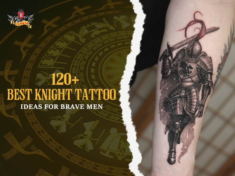 Close-up of a sharp black and white knight tattoo with professional cinematic shading at Rio Tattoo Studio.