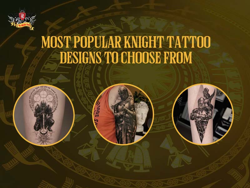 A collection of the most popular knight tattoo designs displayed on a flash sheet at Rio Tattoo Studio.