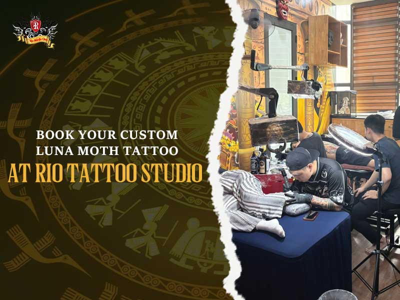 Book your custom luna moth tattoo at Rio.