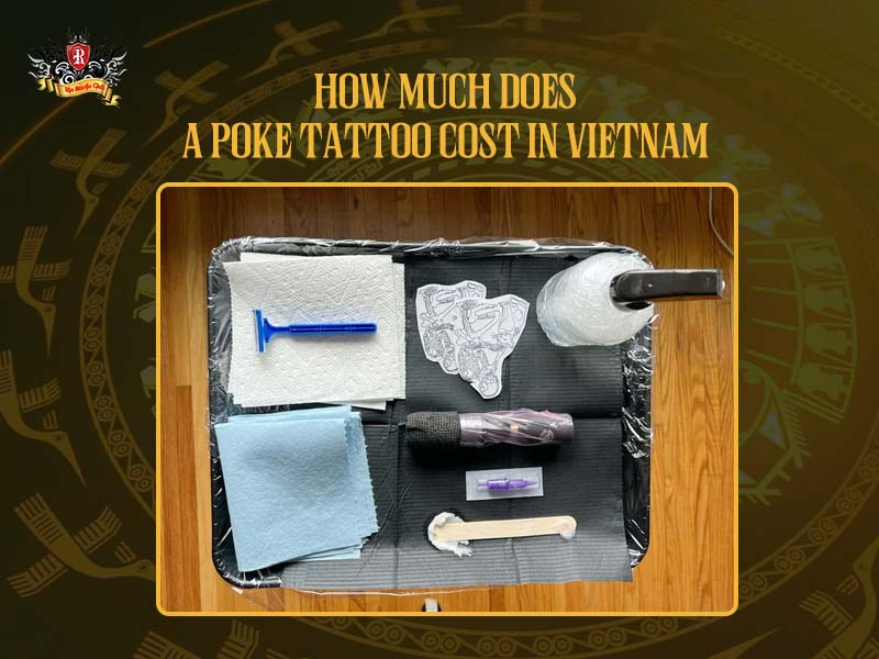 How much does a poke tattoo cost in Vietnam shown with modern studio equipment at Rio Tattoo Studio.