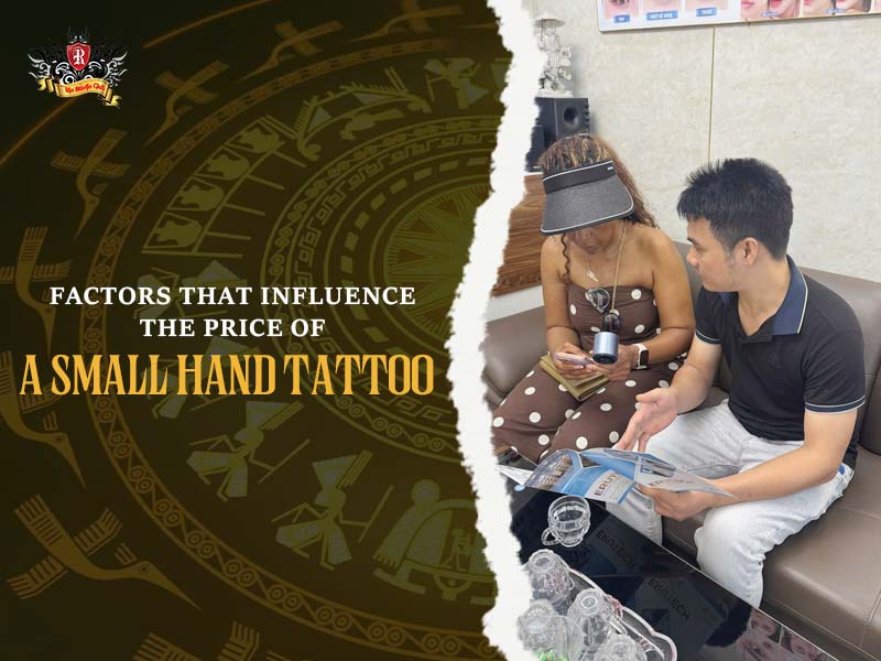 A Western tourist discussing price and design for small hand tattoos with an artist at Rio Tattoo Studio.