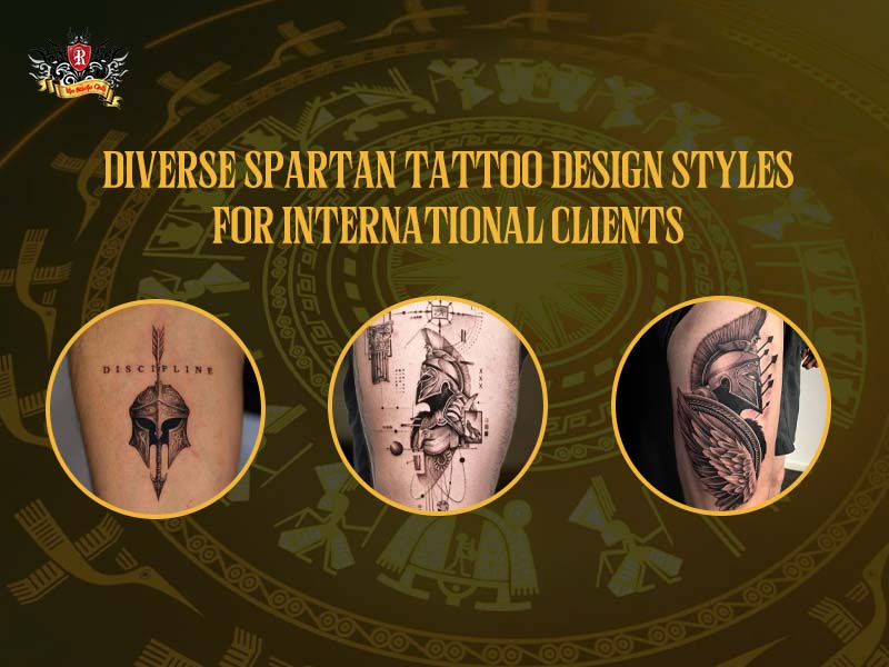 Diverse spartan tattoo design styles for international clients including minimalist geometric and black grey at Rio Tattoo Studio.