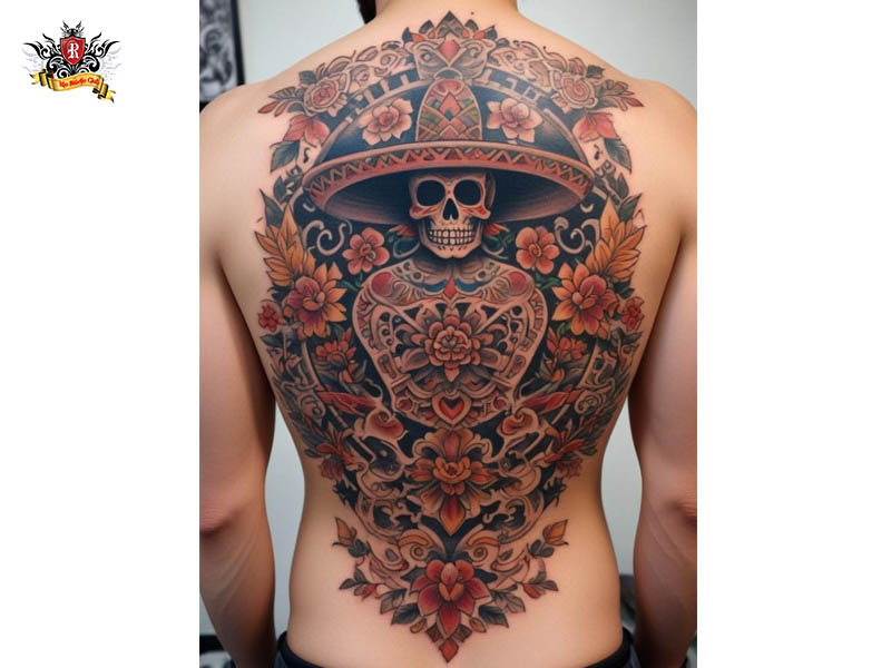 Chest and back sugar skull tattoo concepts.