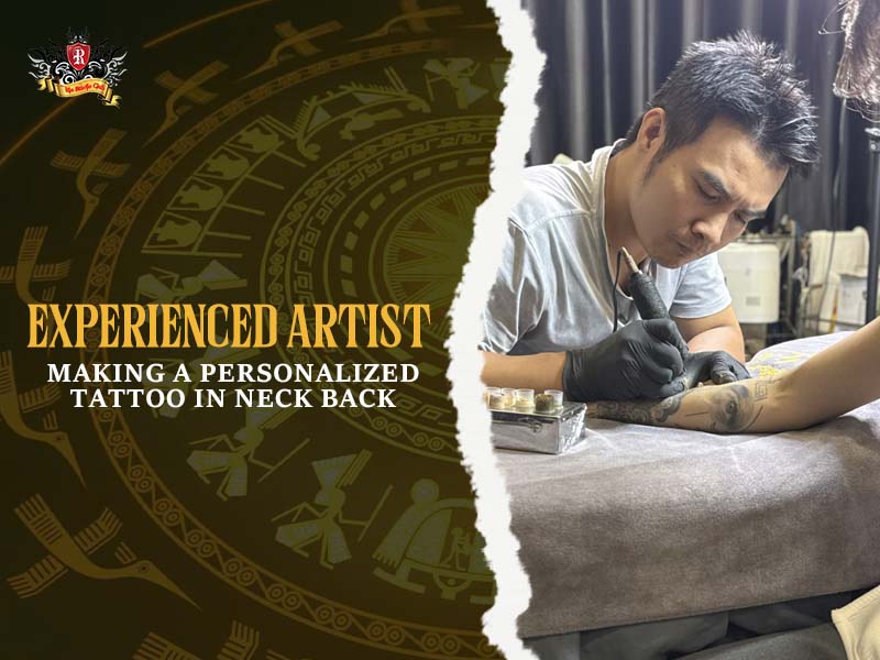 Master Trieu Viet Anh crafting delicate tattoos for the back of the neck at Rio Tattoo Studio.