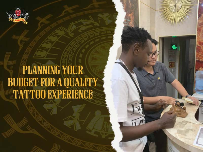 Smiling client receiving a transparent price quote for their first tattoo design at Rio Tattoo Studio reception desk.