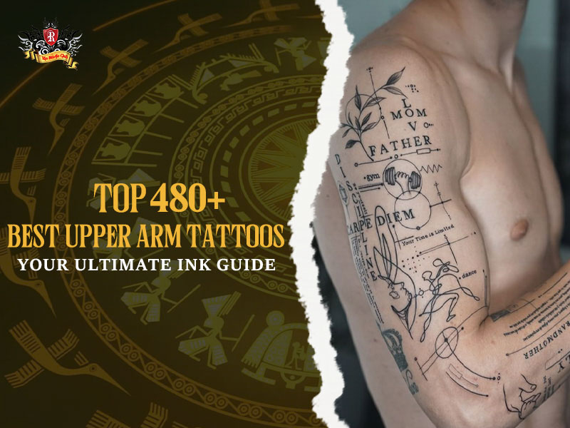 Close-up shot of detailed upper arm tattoos on a foreign client at Rio Tattoo Studio.