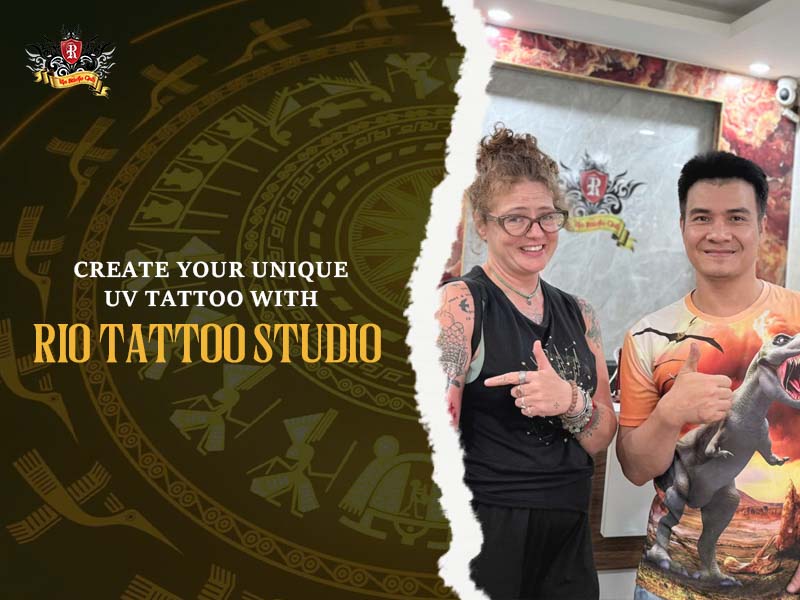 Friendly team and client checking in with a new uv tattoo masterpiece at Rio Tattoo Studio.