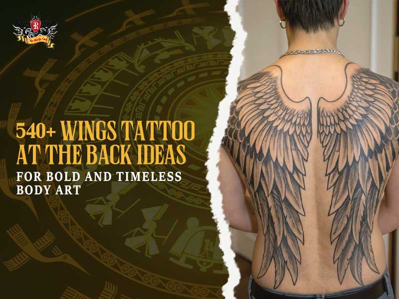 Majestic full back wings tattoo with high contrast lighting
