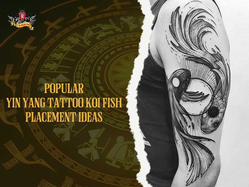 Client showing a koi yin and yang tattoo wrapped around the calf and forearm at Rio Tattoo Studio.
